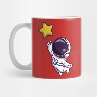 Astronaut Floating And Holding Star Cartoon Mug